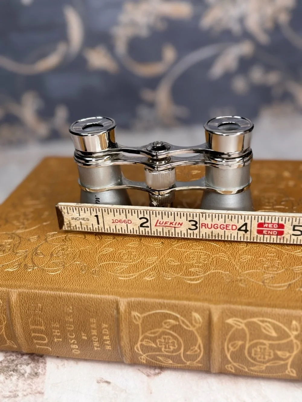 Milana Optics Opera Glasses Binoculars w Case Silver Tone Vintage
